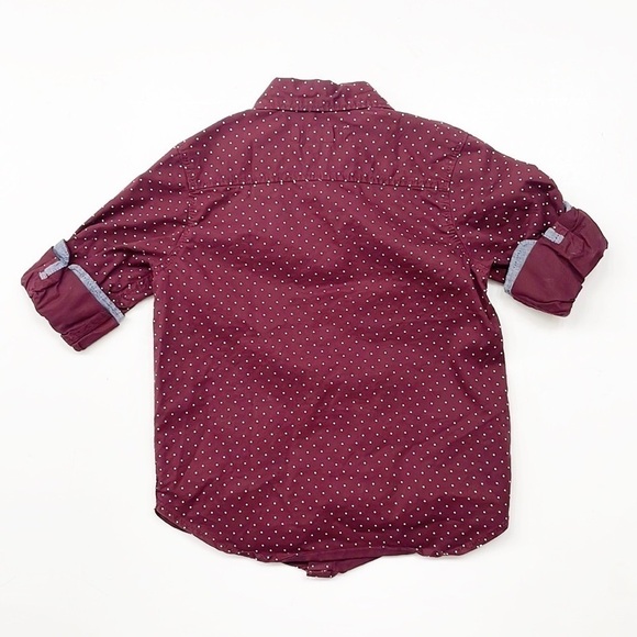 H&M L.O.G.G. little boys maroon dot print button down shirt - Picture 2 of 4